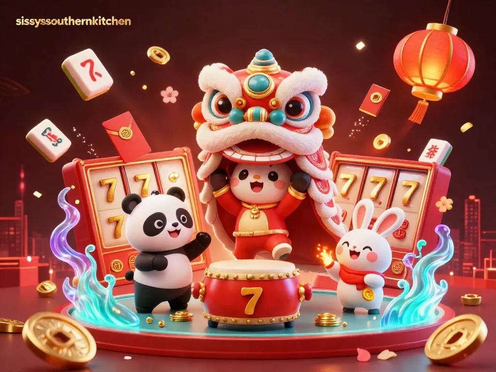 sissyssouthernkitchen players spin 3D slot reels in a vibrant casino scene filled with festive elements